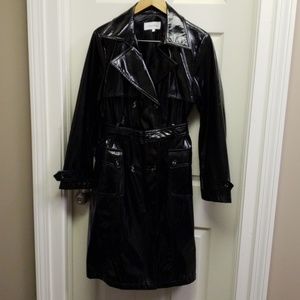 Calvin Klein Black Patent Trench Coat